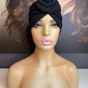 BLACK FRONT KNOT TURBAN