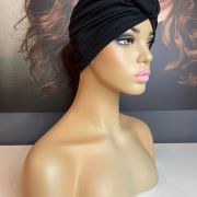 BLACK FRONT KNOT TURBAN