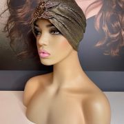 METALLIC FLOWER DESIGN TURBAN