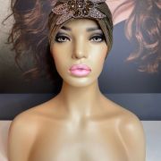 METALLIC FLOWER DESIGN TURBAN