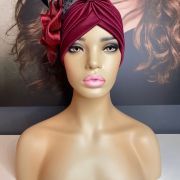 RUBY RED FLORAL DESIGN TURBAN