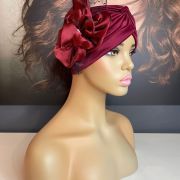 RUBY RED FLORAL DESIGN TURBAN