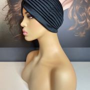 BLACK PLAITED TURBAN