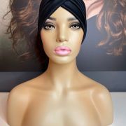 BLACK PLAITED TURBAN