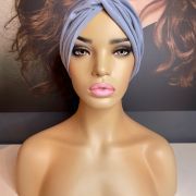 LIGHT GREY ROUCHE FRONT TURBAN