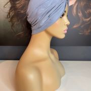 LIGHT GREY ROUCHE FRONT TURBAN