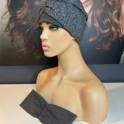 GREY TWEED TURBAN & REMOVAL HEADBANDS