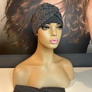 GREY TWEED TURBAN & REMOVAL HEADBANDS