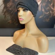 GREY TWEED TURBAN & REMOVAL HEADBANDS