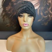 GREY TWEED TURBAN & REMOVAL HEADBANDS