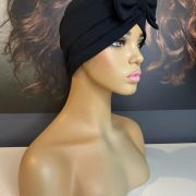 BLACK BOW FRONT TURBAN