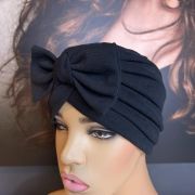 BLACK BOW FRONT TURBAN