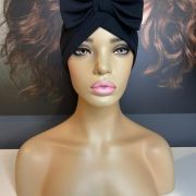 BLACK BOW FRONT TURBAN