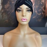 BLACK GREY PINSTRIPE TURBAN