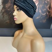 BLACK GREY PINSTRIPE TURBAN