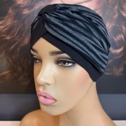 BLACK GREY PINSTRIPE TURBAN