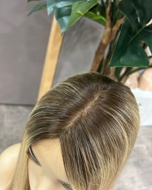 LIGHT ASH BLONDE BALAYAGE MONO TOPPER – 5×6.5 – JASMINE